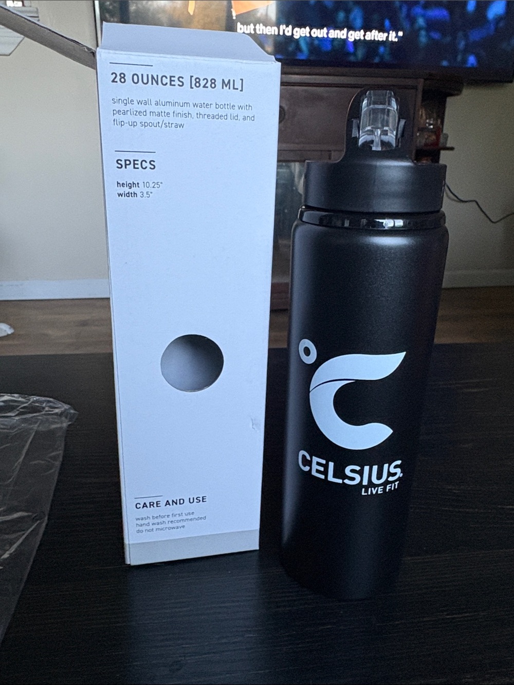 Celsius Live Fit 28oz Black aluminum  Water Bottle